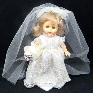 Ginny Doll Bride 8in Blonde Green Eyes Dress Long Veil Vogue Dolls 1986 Dankin